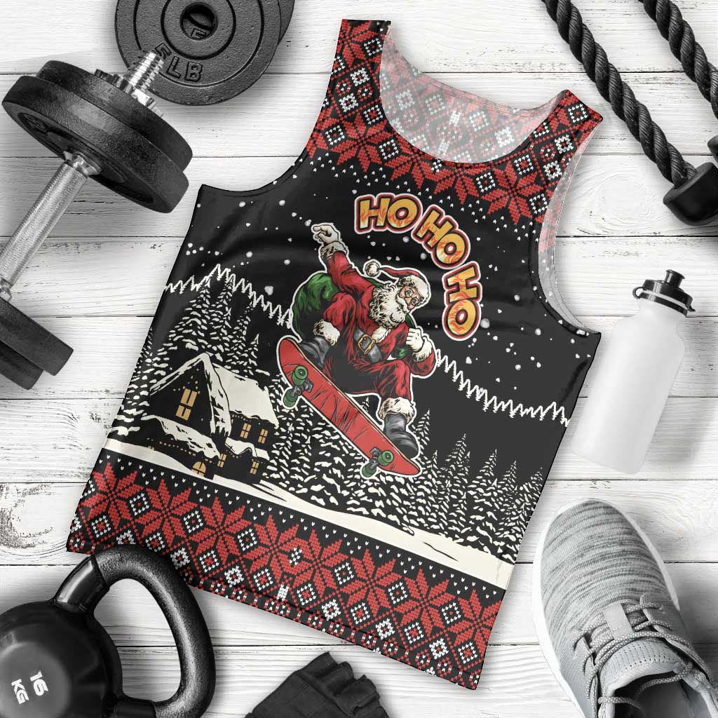 Skater Santa Claus Ho Ho Ho Christmas Men Tank Top Xmas Holiday Patterns - Wonder Print Shop