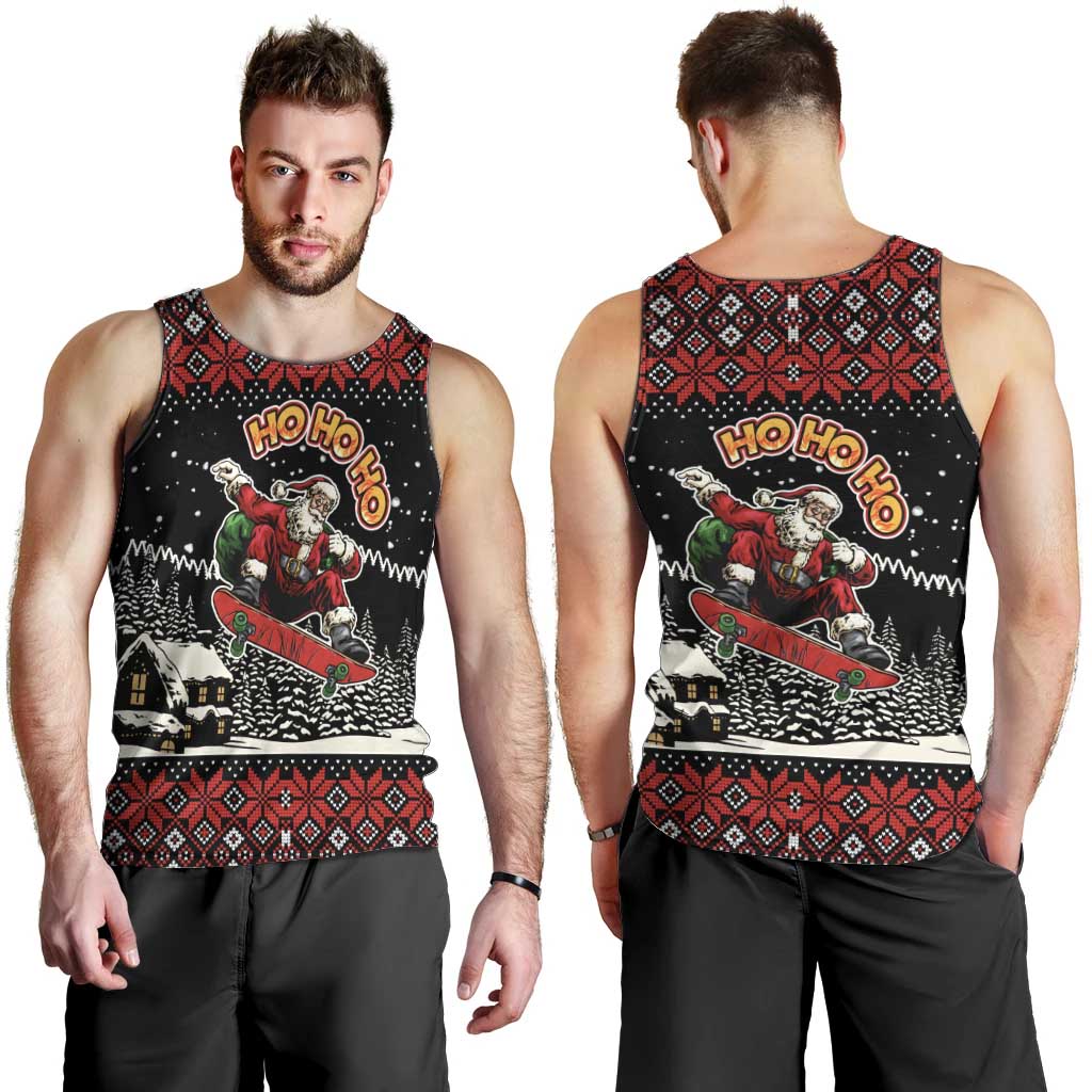 Skater Santa Claus Ho Ho Ho Christmas Men Tank Top Xmas Holiday Patterns - Wonder Print Shop