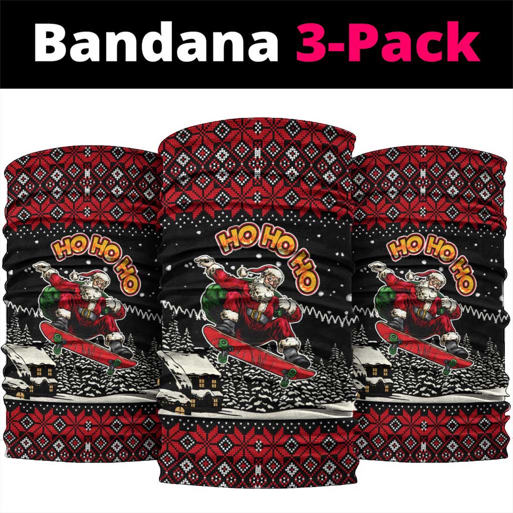 Skater Santa Claus Ho Ho Ho Christmas Neck Gaiter Xmas Holiday Patterns - Wonder Print Shop