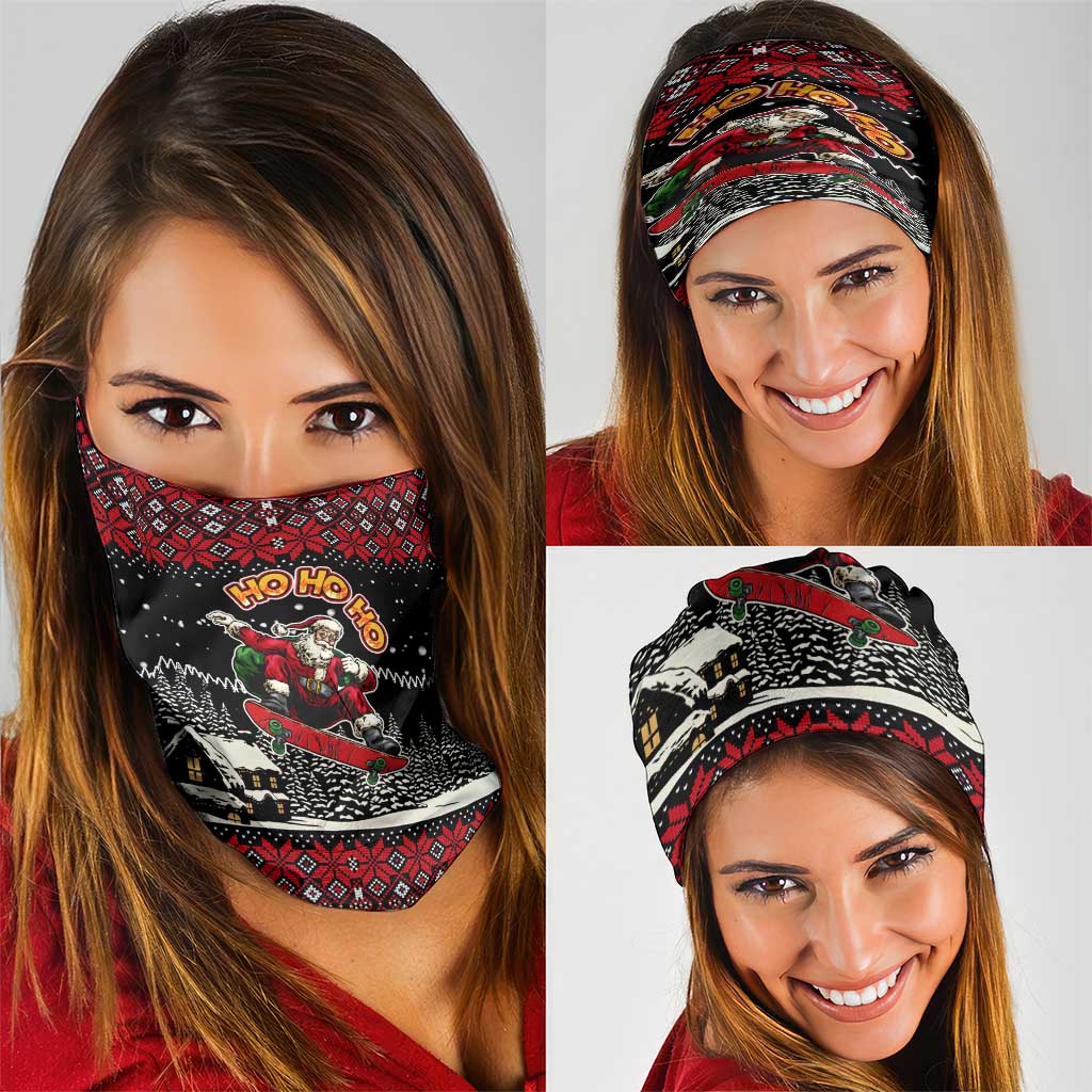 Skater Santa Claus Ho Ho Ho Christmas Neck Gaiter Xmas Holiday Patterns - Wonder Print Shop