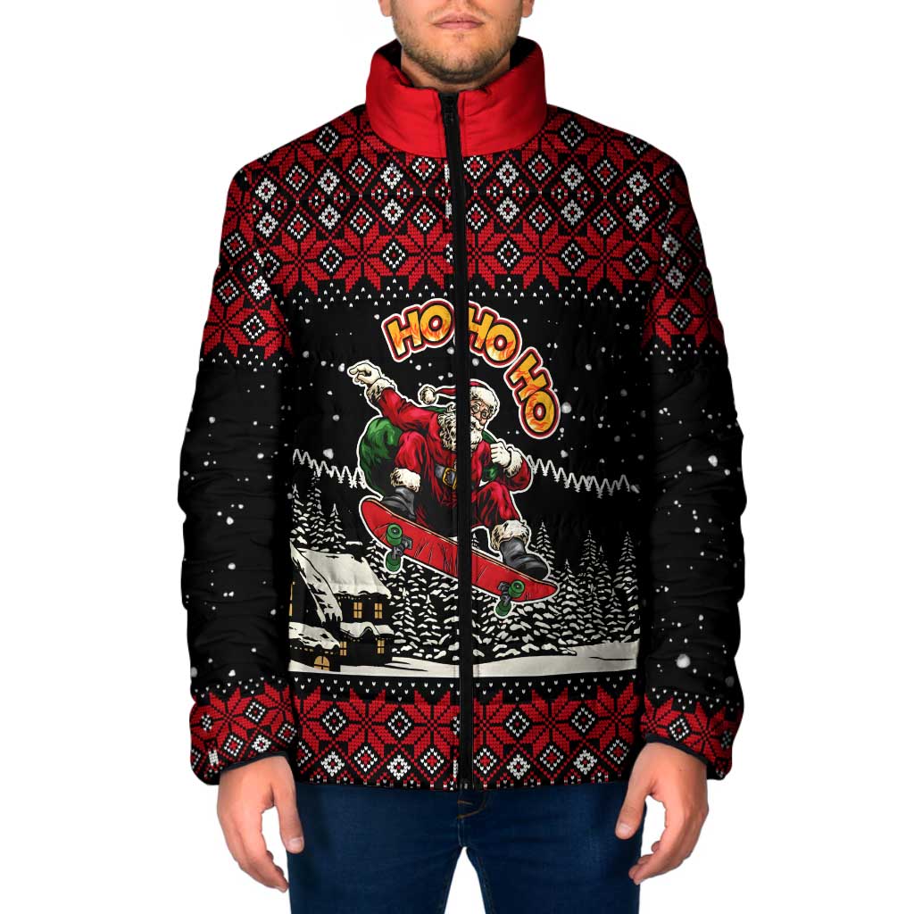 Skater Santa Claus Ho Ho Ho Christmas Padded Jacket Xmas Holiday Patterns - Wonder Print Shop