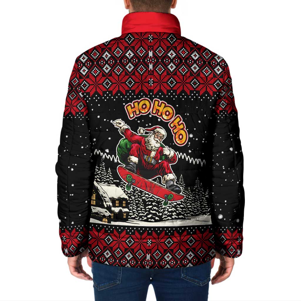 Skater Santa Claus Ho Ho Ho Christmas Padded Jacket Xmas Holiday Patterns - Wonder Print Shop
