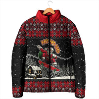 Skater Santa Claus Ho Ho Ho Christmas Padded Jacket Xmas Holiday Patterns - Wonder Print Shop