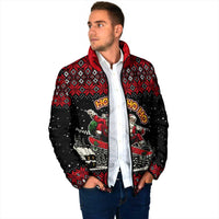 Skater Santa Claus Ho Ho Ho Christmas Padded Jacket Xmas Holiday Patterns - Wonder Print Shop