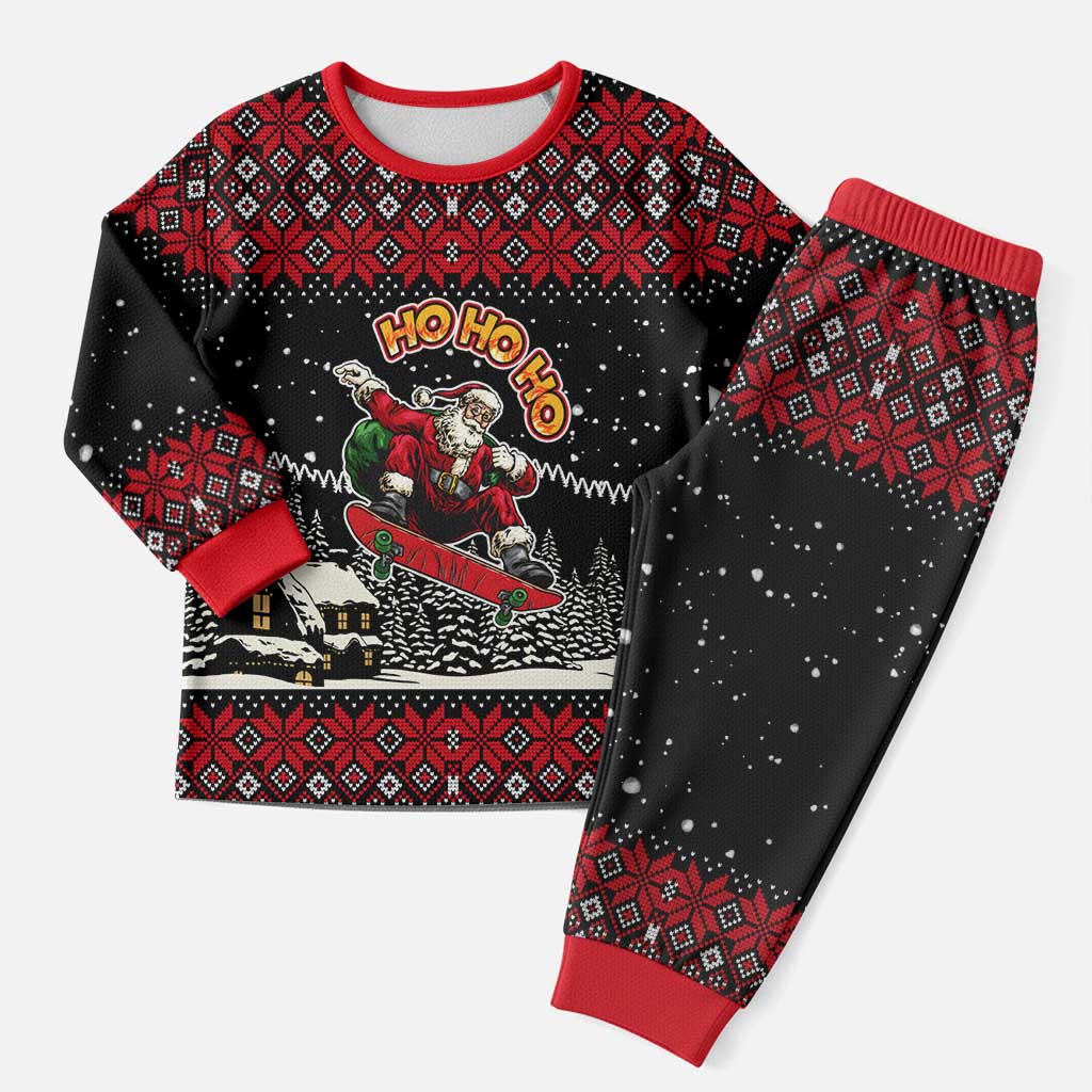 Skater Santa Claus Ho Ho Ho Christmas Pajama Set Xmas Holiday Patterns - Wonder Print Shop