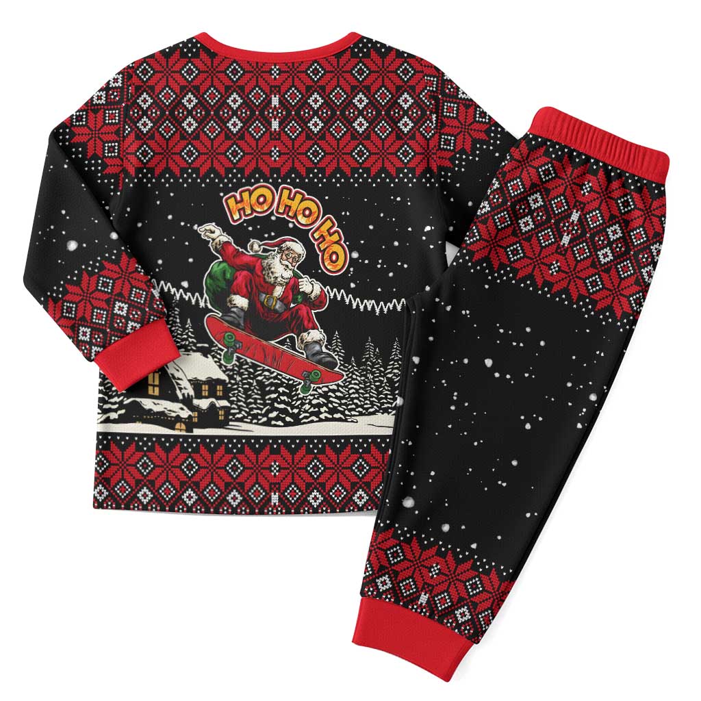 Skater Santa Claus Ho Ho Ho Christmas Pajama Set Xmas Holiday Patterns - Wonder Print Shop