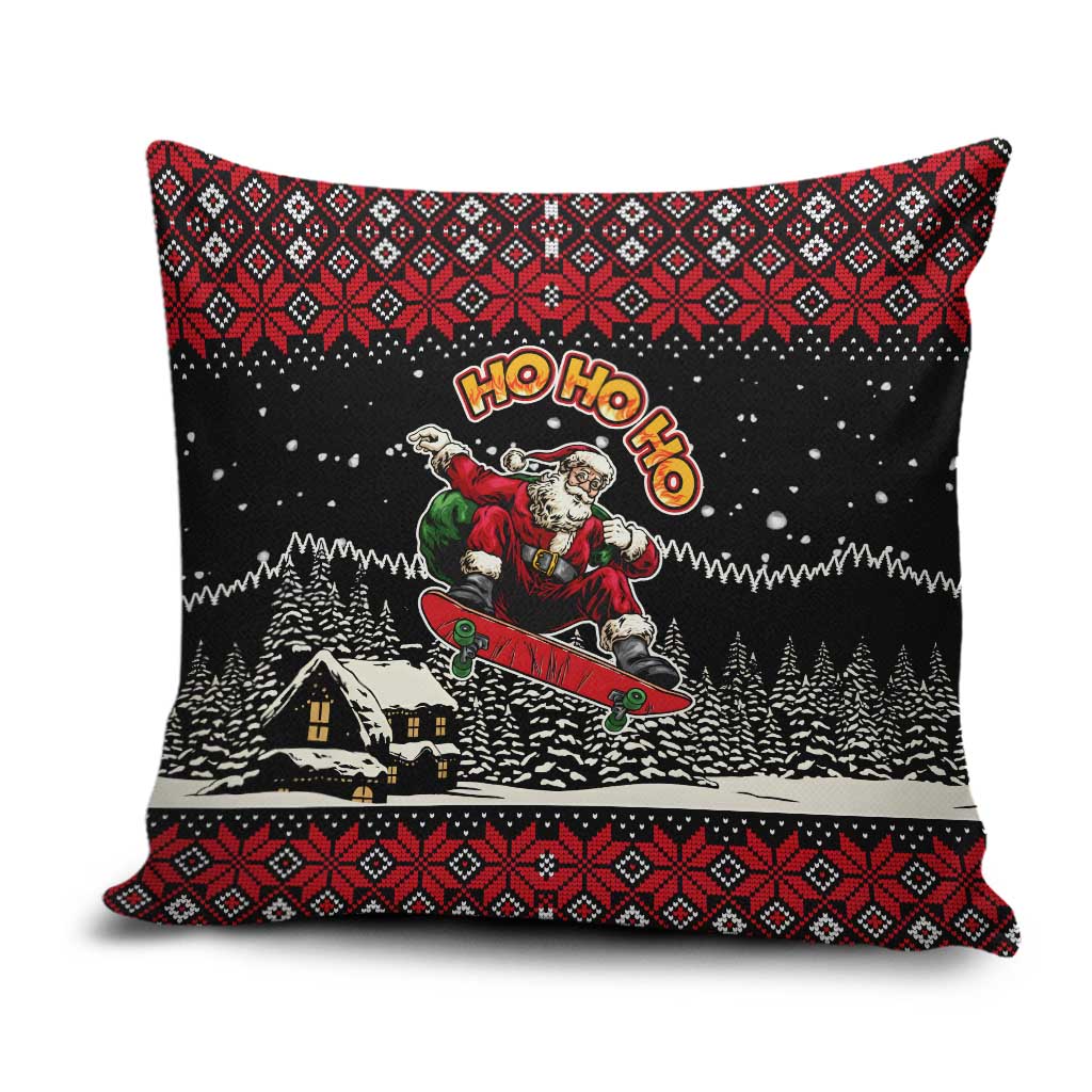 Skater Santa Claus Ho Ho Ho Christmas Pillow Cover Xmas Holiday Patterns - Wonder Print Shop