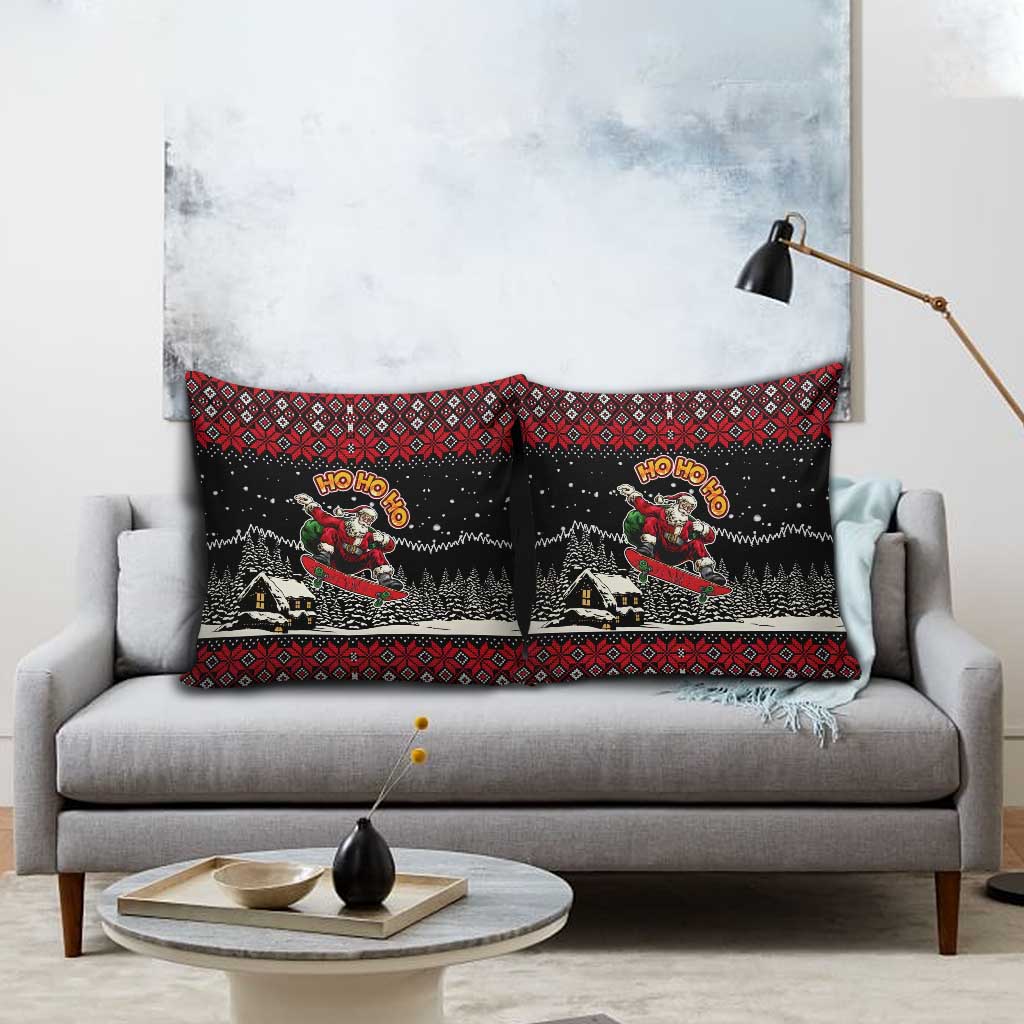 Skater Santa Claus Ho Ho Ho Christmas Pillow Cover Xmas Holiday Patterns - Wonder Print Shop