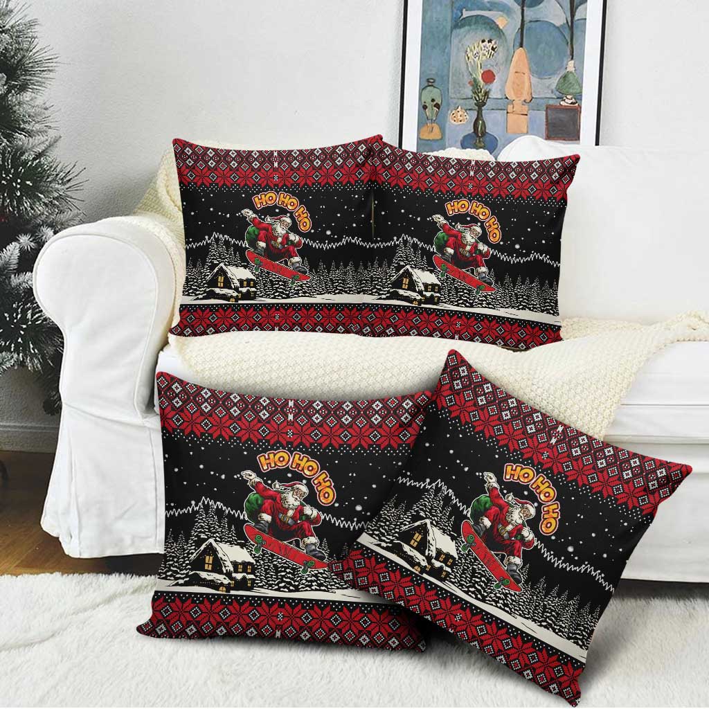 Skater Santa Claus Ho Ho Ho Christmas Pillow Cover Xmas Holiday Patterns - Wonder Print Shop