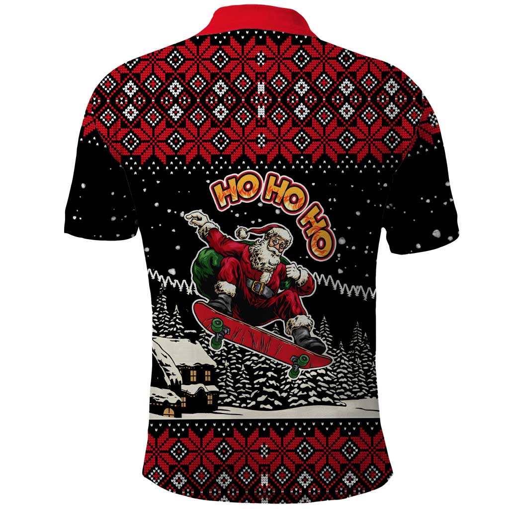 Skater Santa Claus Ho Ho Ho Christmas Polo Shirt Xmas Holiday Patterns - Wonder Print Shop