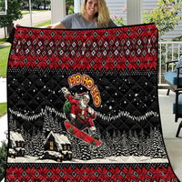Skater Santa Claus Ho Ho Ho Christmas Quilt Xmas Holiday Patterns - Wonder Print Shop