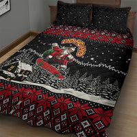 Skater Santa Claus Ho Ho Ho Christmas Quilt Bed Set Xmas Holiday Patterns - Wonder Print Shop