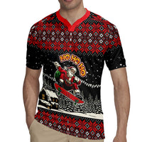 Skater Santa Claus Ho Ho Ho Christmas Rugby Jersey Xmas Holiday Patterns - Wonder Print Shop