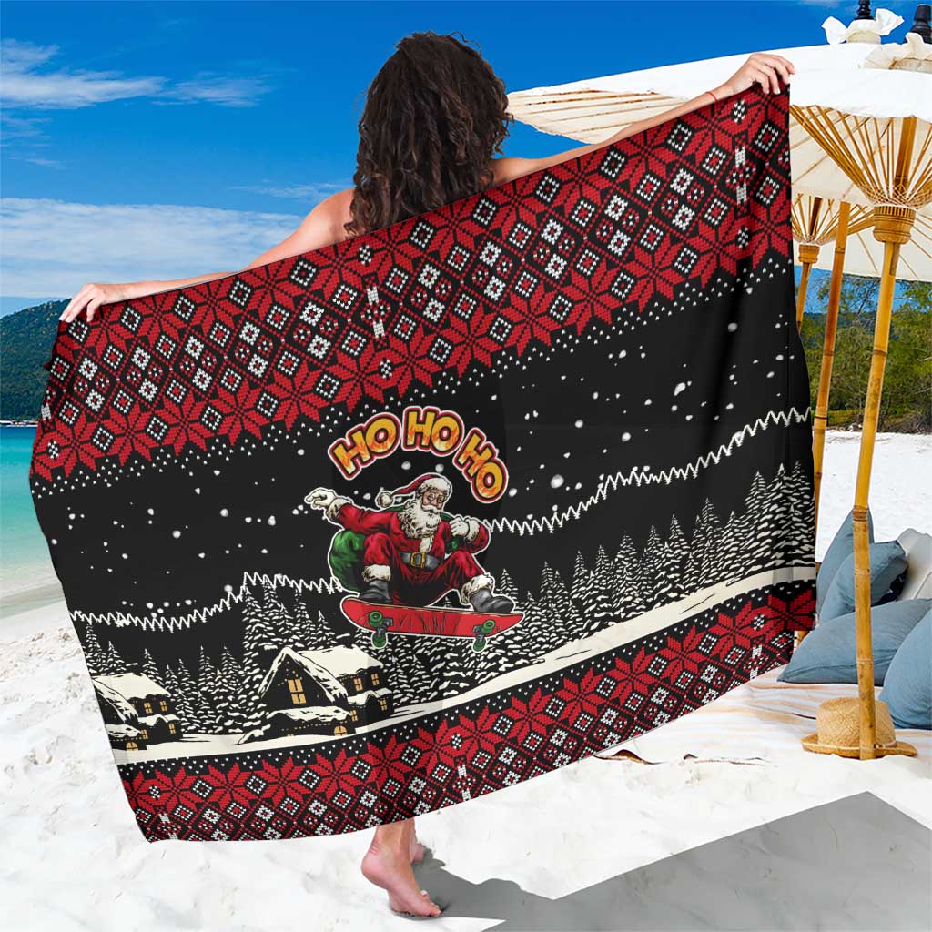Skater Santa Claus Ho Ho Ho Christmas Sarong Xmas Holiday Patterns - Wonder Print Shop