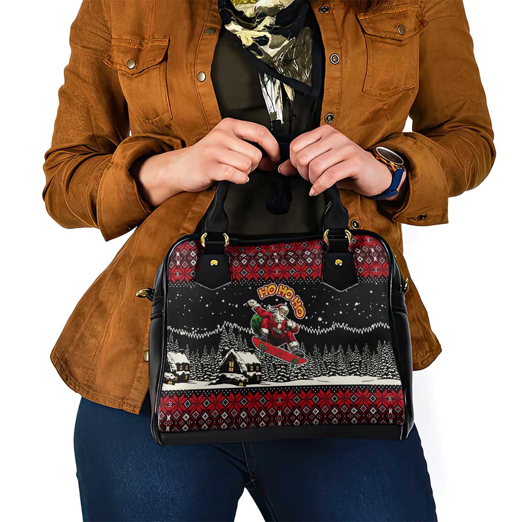 Skater Santa Claus Ho Ho Ho Christmas Shoulder Handbag Xmas Holiday Patterns - Wonder Print Shop