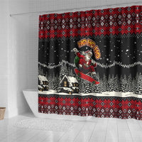 Skater Santa Claus Ho Ho Ho Christmas Shower Curtain Xmas Holiday Patterns - Wonder Print Shop