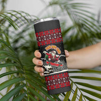 Skater Santa Claus Ho Ho Ho Christmas Skinny Tumbler Xmas Holiday Patterns - Wonder Print Shop