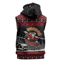 Skater Santa Claus Ho Ho Ho Christmas Sleeveless Hoodie Xmas Holiday Patterns - Wonder Print Shop