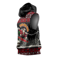 Skater Santa Claus Ho Ho Ho Christmas Sleeveless Hoodie Xmas Holiday Patterns - Wonder Print Shop