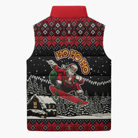 Skater Santa Claus Ho Ho Ho Christmas Sleeveless Puffer Jacket Xmas Holiday Patterns - Wonder Print Shop
