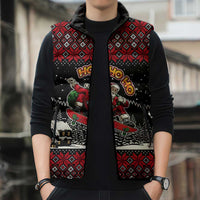 Skater Santa Claus Ho Ho Ho Christmas Sleeveless Puffer Jacket Xmas Holiday Patterns - Wonder Print Shop