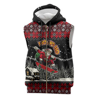 Skater Santa Claus Ho Ho Ho Christmas Sleeveless Zip Hoodie Xmas Holiday Patterns - Wonder Print Shop