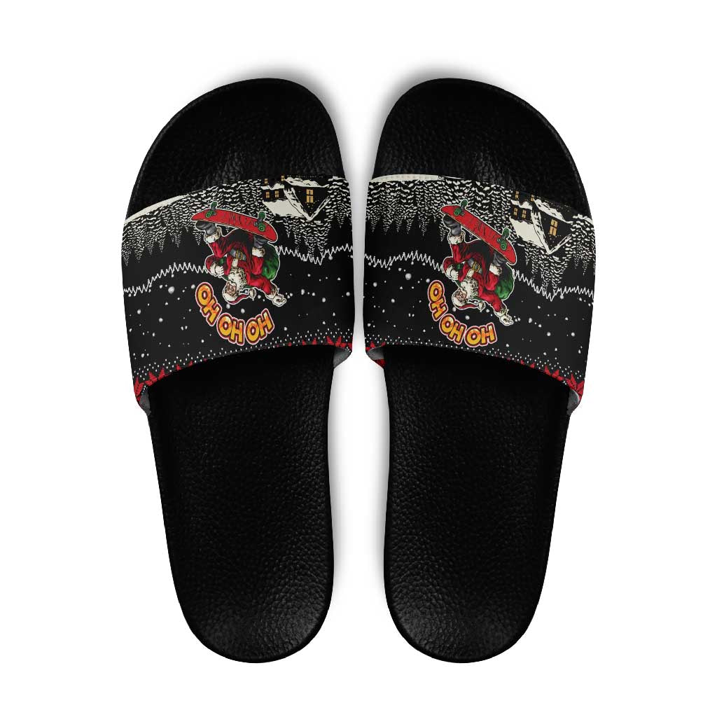 Skater Santa Claus Ho Ho Ho Christmas Slide Sandals Xmas Holiday Patterns - Wonder Print Shop