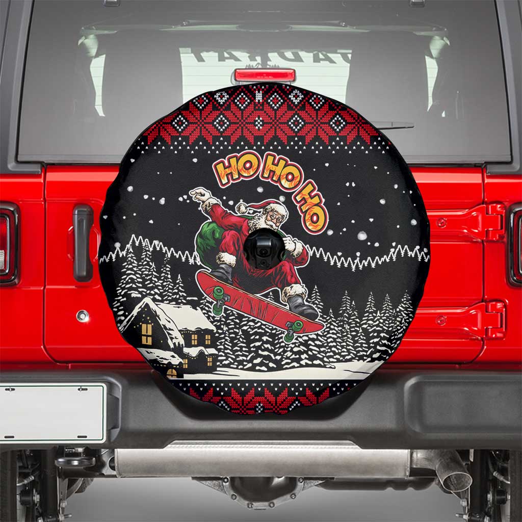 Skater Santa Claus Ho Ho Ho Christmas Spare Tire Cover Xmas Holiday Patterns - Wonder Print Shop