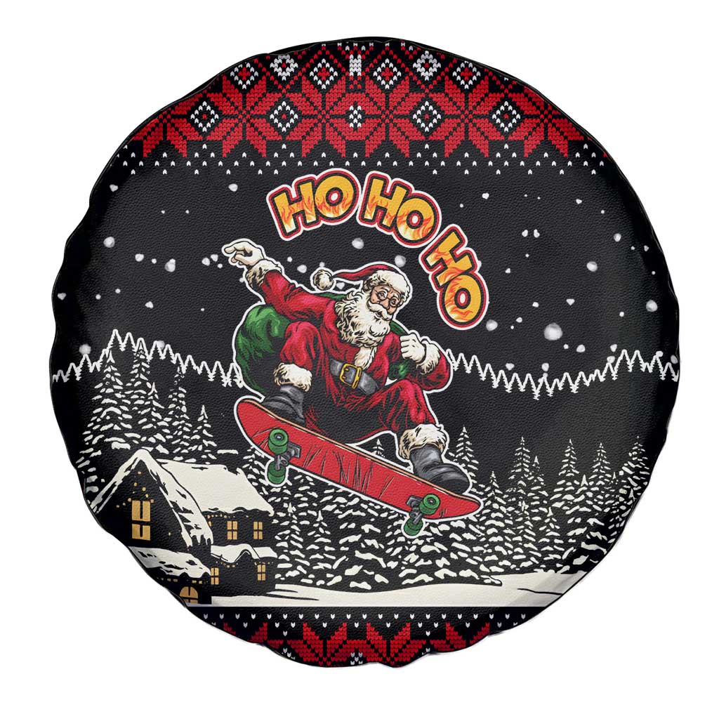 Skater Santa Claus Ho Ho Ho Christmas Spare Tire Cover Xmas Holiday Patterns - Wonder Print Shop