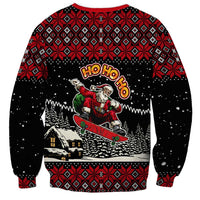 Skater Santa Claus Ho Ho Ho Christmas Sweatshirt Xmas Holiday Patterns - Wonder Print Shop