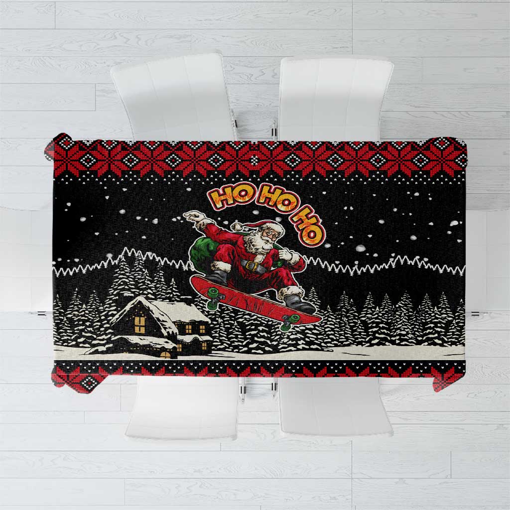 Skater Santa Claus Ho Ho Ho Christmas Tablecloth Xmas Holiday Patterns - Wonder Print Shop