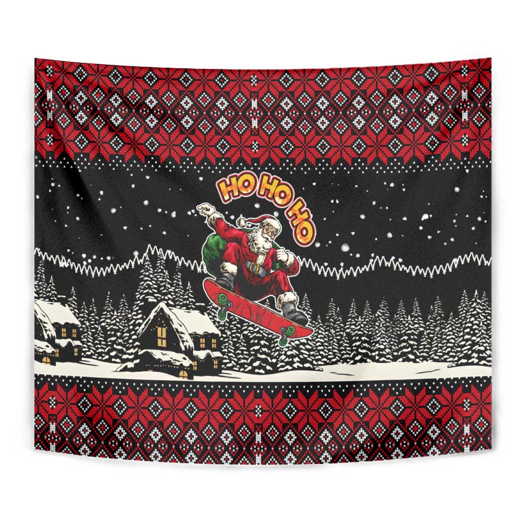 Skater Santa Claus Ho Ho Ho Christmas Tapestry Xmas Holiday Patterns - Wonder Print Shop