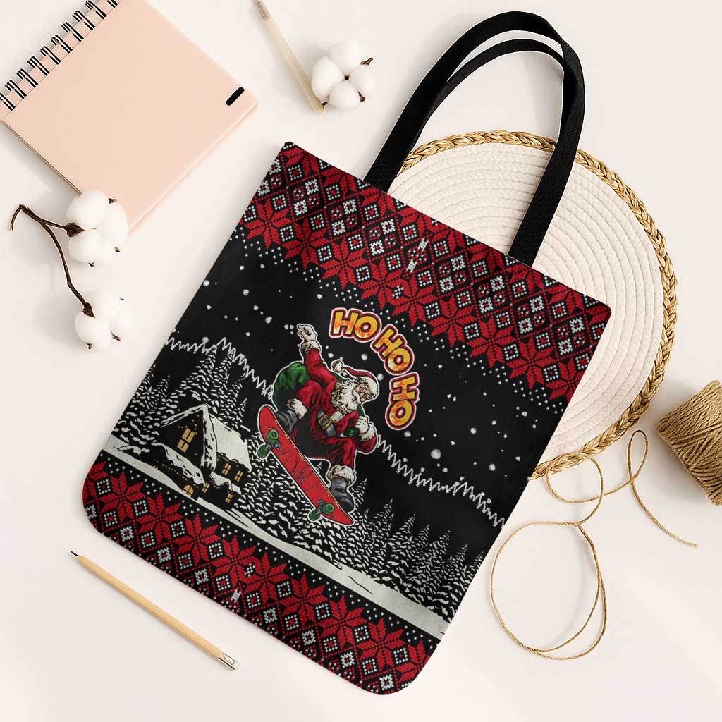 Skater Santa Claus Ho Ho Ho Christmas Tote Bag Xmas Holiday Patterns - Wonder Print Shop