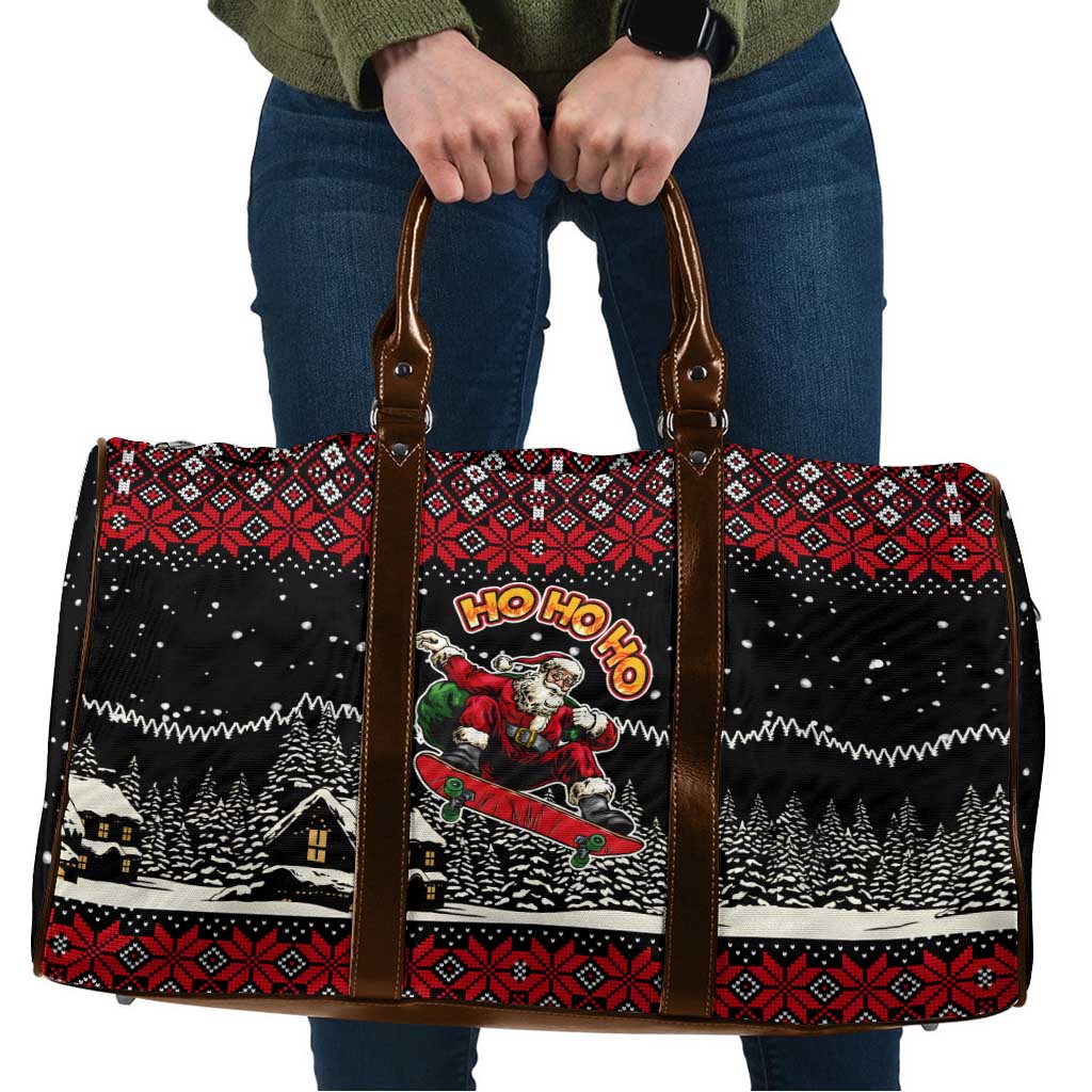 Skater Santa Claus Ho Ho Ho Christmas Travel Bag Xmas Holiday Patterns - Wonder Print Shop