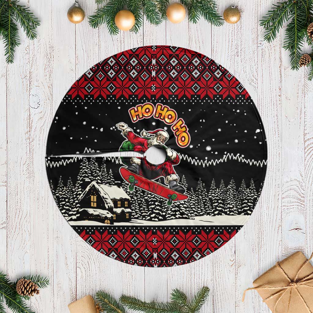 Skater Santa Claus Ho Ho Ho Christmas Tree Skirt Xmas Holiday Patterns - Wonder Print Shop
