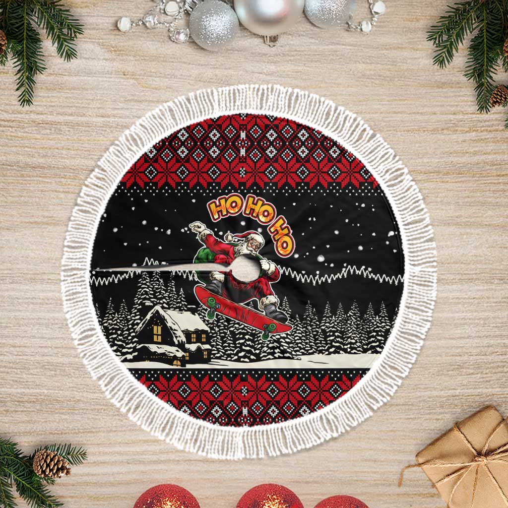 Skater Santa Claus Ho Ho Ho Christmas Tree Skirt Xmas Holiday Patterns - Wonder Print Shop