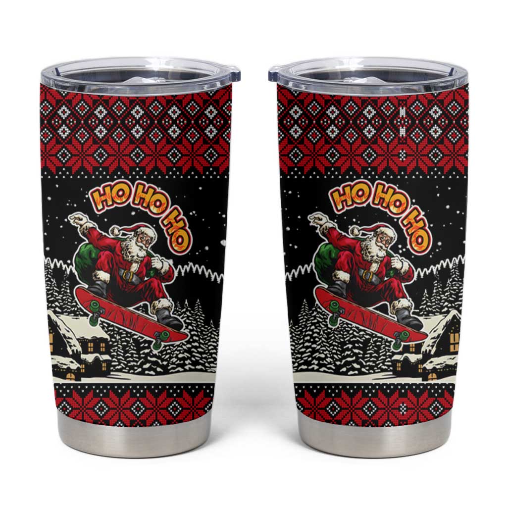 Skater Santa Claus Ho Ho Ho Christmas Tumbler Cup Xmas Holiday Patterns - Wonder Print Shop