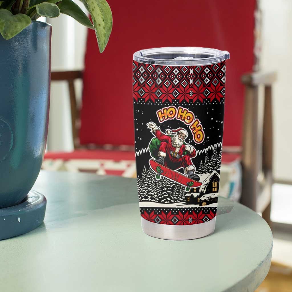 Skater Santa Claus Ho Ho Ho Christmas Tumbler Cup Xmas Holiday Patterns - Wonder Print Shop