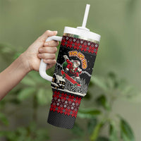 Skater Santa Claus Ho Ho Ho Christmas Tumbler With Handle Xmas Holiday Patterns - Wonder Print Shop