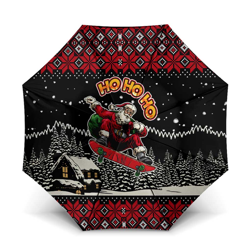 Skater Santa Claus Ho Ho Ho Christmas Umbrella Xmas Holiday Patterns - Wonder Print Shop