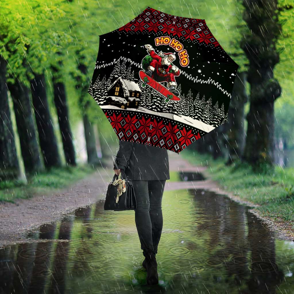 Skater Santa Claus Ho Ho Ho Christmas Umbrella Xmas Holiday Patterns - Wonder Print Shop