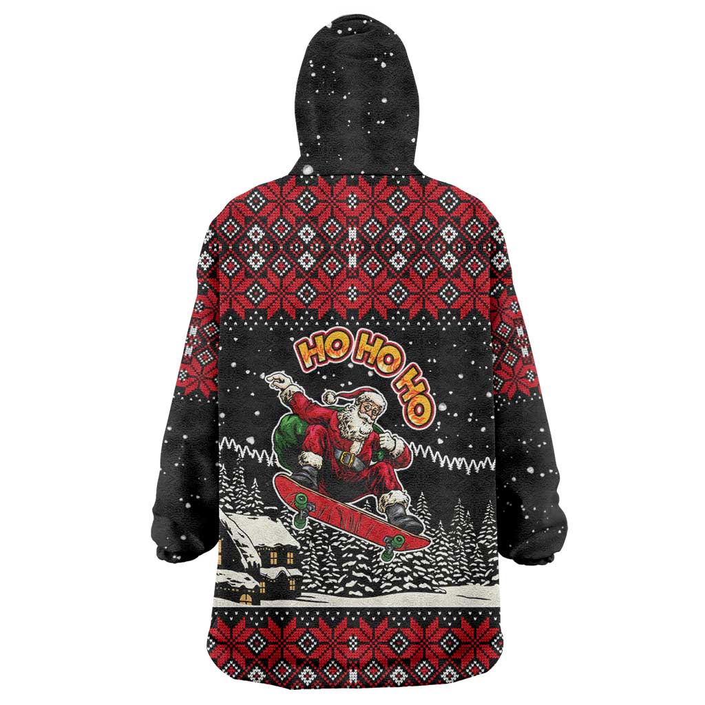 Skater Santa Claus Ho Ho Ho Christmas Wearable Blanket Hoodie Xmas Holiday Patterns - Wonder Print Shop