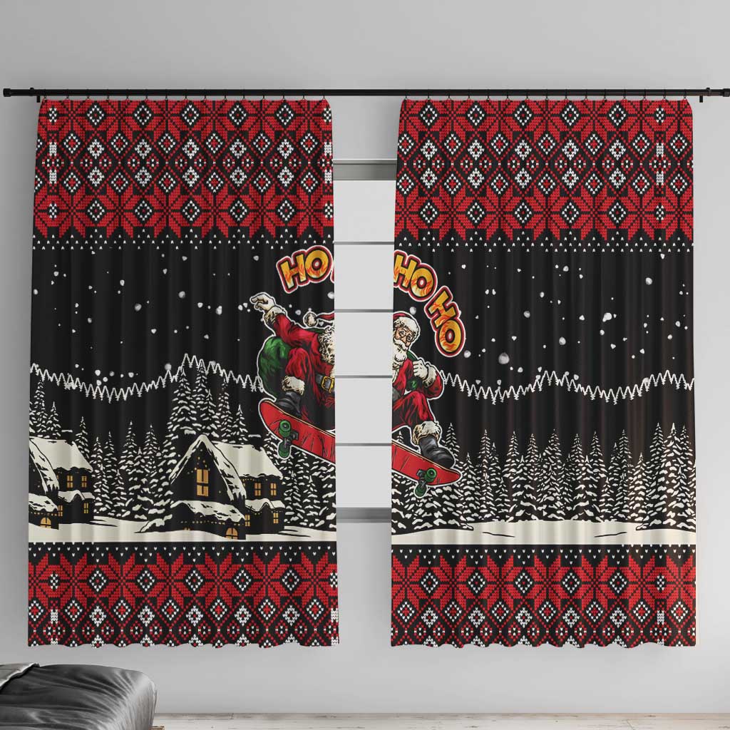 Skater Santa Claus Ho Ho Ho Christmas Window Curtain Xmas Holiday Patterns - Wonder Print Shop