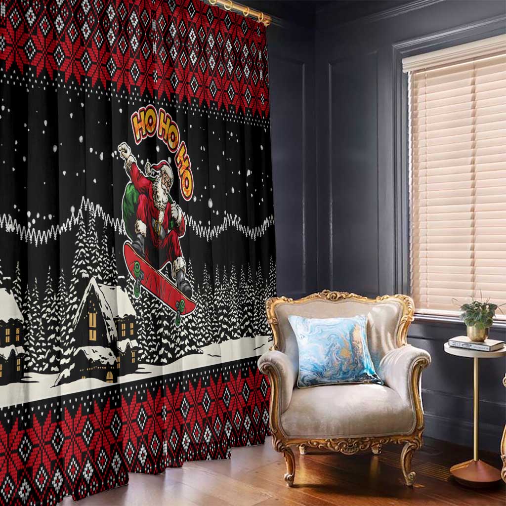 Skater Santa Claus Ho Ho Ho Christmas Window Curtain Xmas Holiday Patterns - Wonder Print Shop
