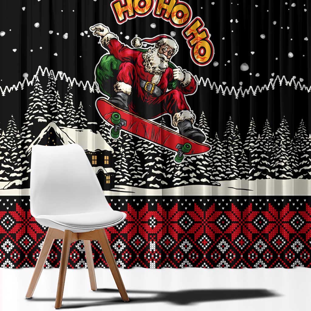 Skater Santa Claus Ho Ho Ho Christmas Window Curtain Xmas Holiday Patterns - Wonder Print Shop