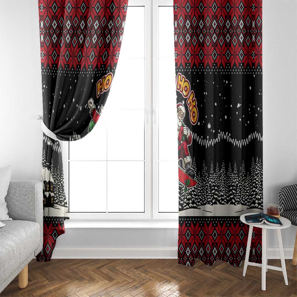 Skater Santa Claus Ho Ho Ho Christmas Window Curtain Xmas Holiday Patterns - Wonder Print Shop