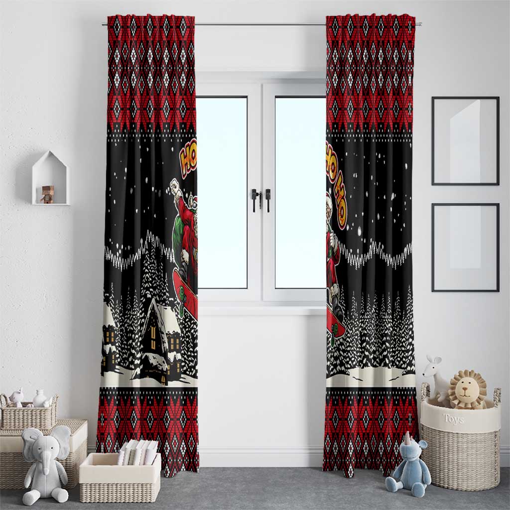 Skater Santa Claus Ho Ho Ho Christmas Window Curtain Xmas Holiday Patterns - Wonder Print Shop