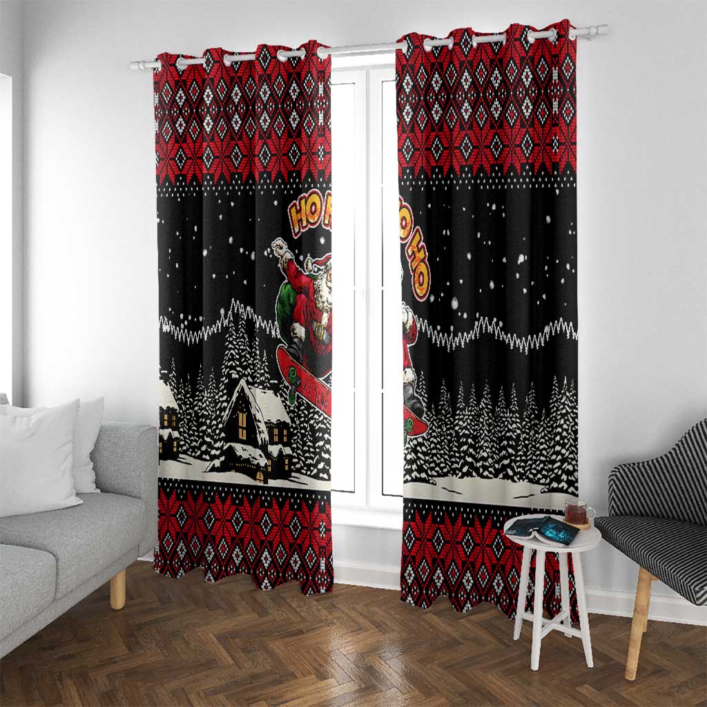 Skater Santa Claus Ho Ho Ho Christmas Window Curtain Xmas Holiday Patterns - Wonder Print Shop