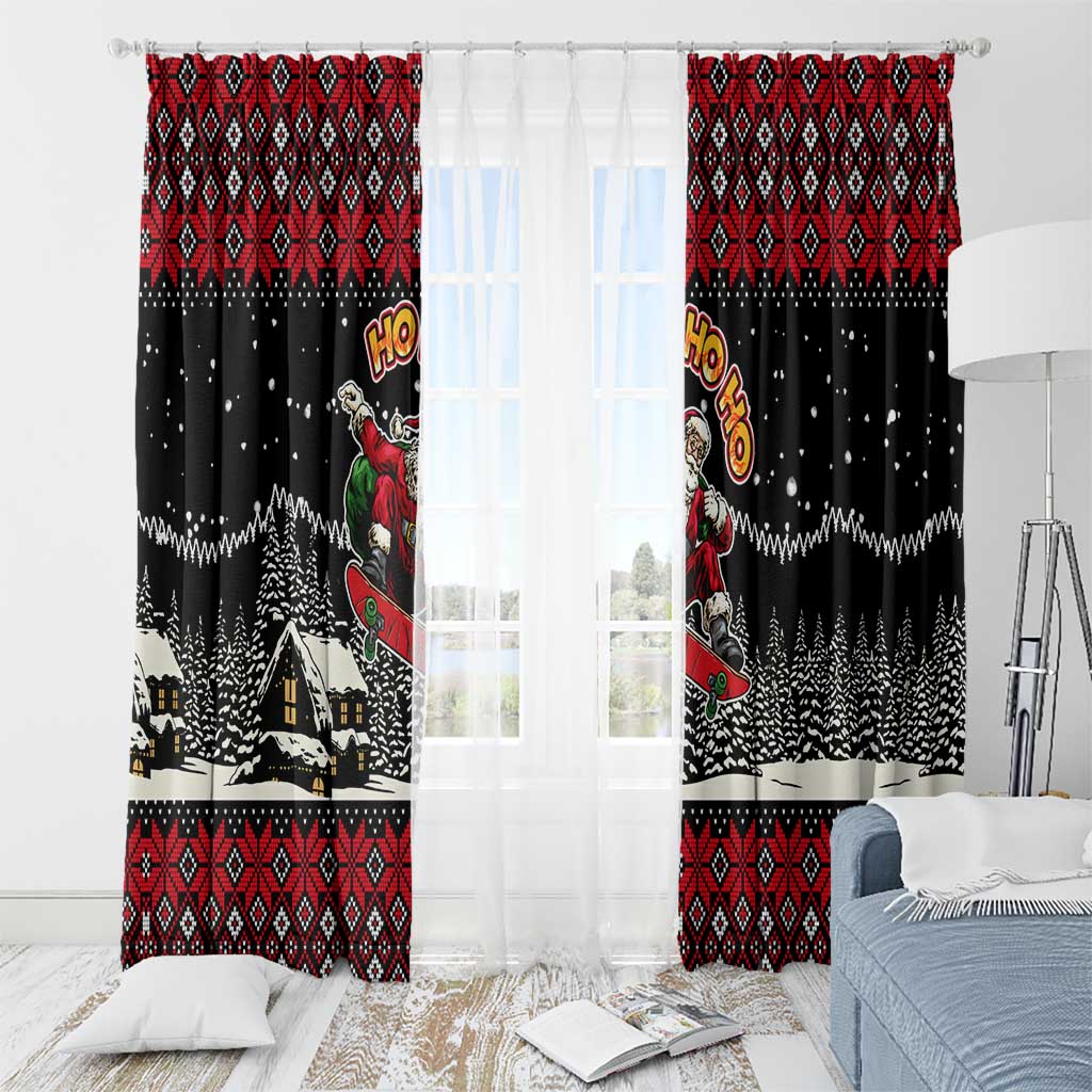 Skater Santa Claus Ho Ho Ho Christmas Window Curtain Xmas Holiday Patterns - Wonder Print Shop