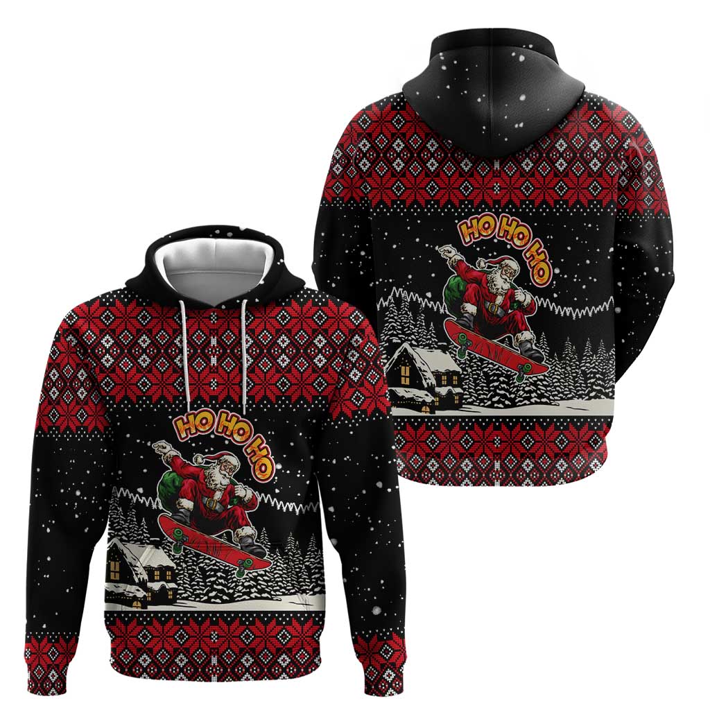 Skater Santa Claus Ho Ho Ho Christmas Zip Hoodie Xmas Holiday Patterns - Wonder Print Shop